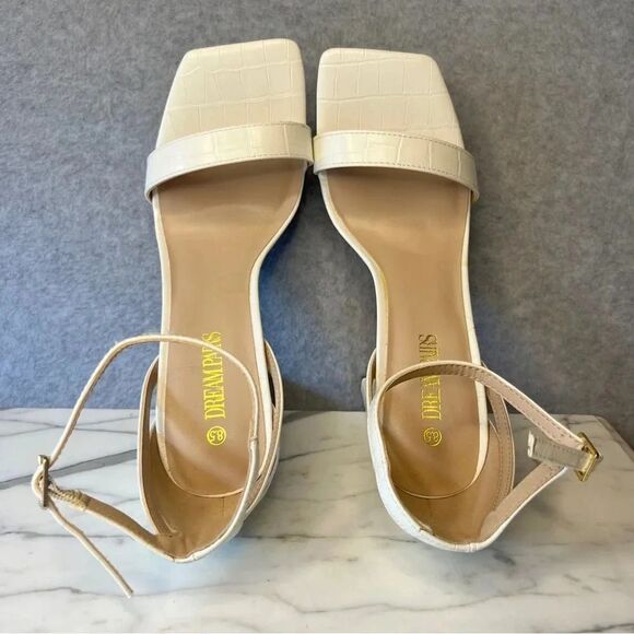 Dream Pairs Women’s Heels Open Toe Chunky Heel White size 8.5 - Picture 5 of 7